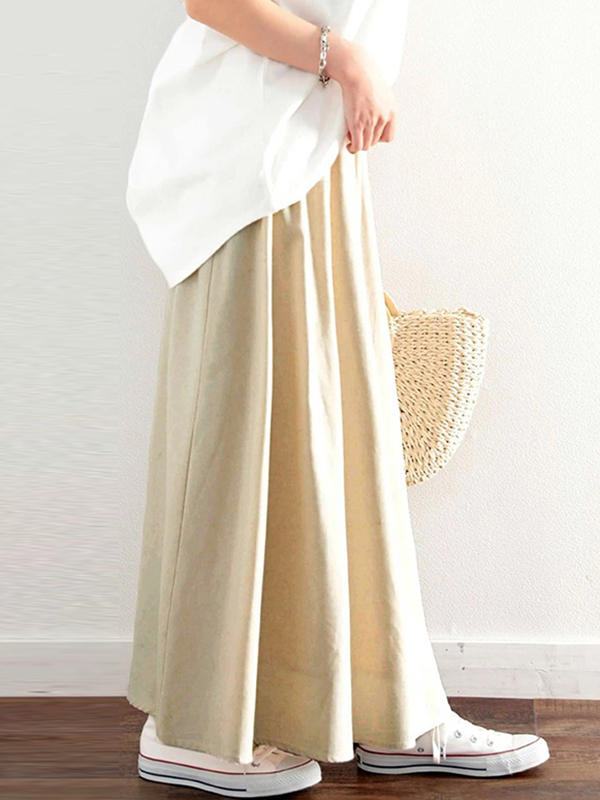 A-Line Loose Elasticity Solid Color Skirts Bottoms