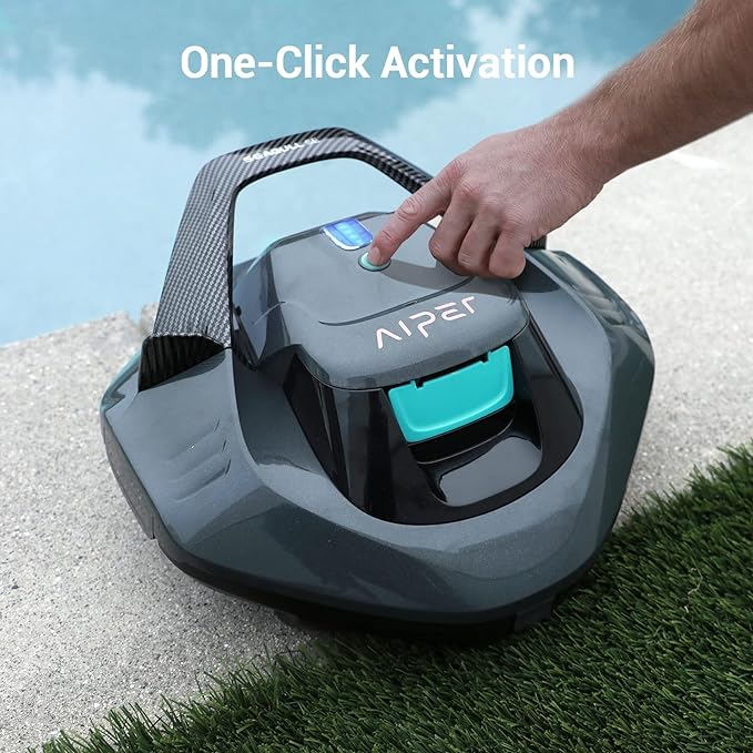 AIPER Seagull SE Cordless Robotic Pool Cleaner, Pool Vacuum with Dual-Drive Motors, Self-Parking Technology, Lightweight, Perfect for above-Ground/In-Ground Flat Pools up to 40 Feet (Lasts 90 Mins)