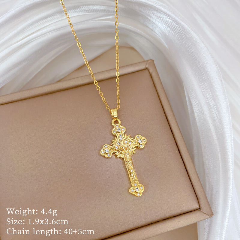 Copper Micro-Inlaid Necklace For Women Copper Micro-Inlaid Real Gold Electroplating Simple Ins Exquisite Clavicle Chain Neck Chain