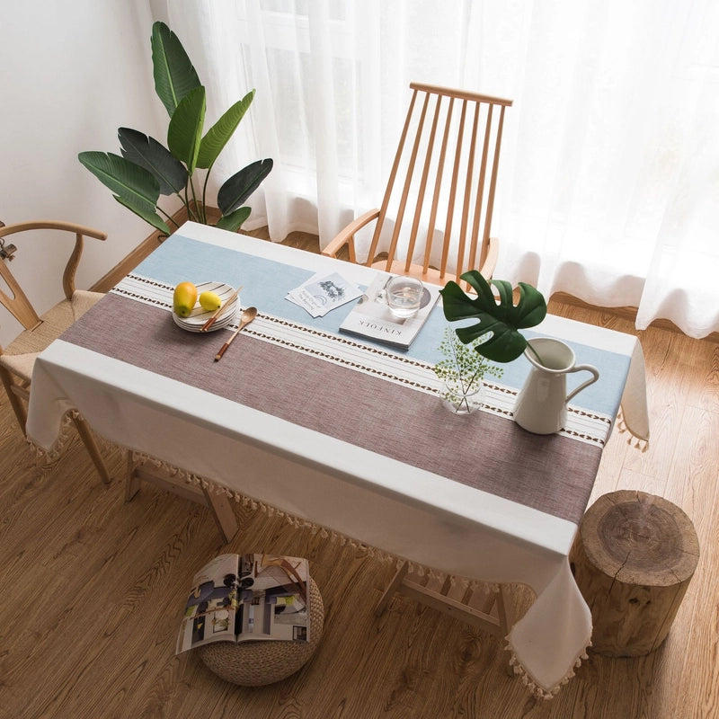 Waterproof Style  Imitation Cotton And Linen Small Fresh Style Tablecloth Artistic Round Table Coffee Table Table Fabric Rectangular Tablecloth