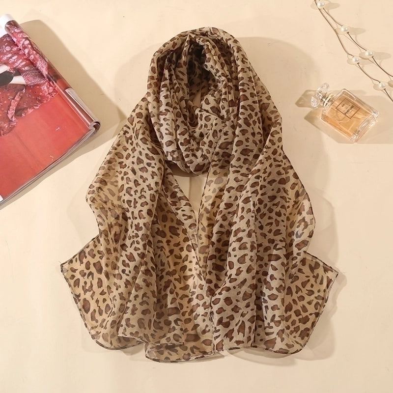 Sand Scarf Summer Small Scarf Dual-use Small Scarf Classic Leopard Chiffon Scarf Women Thin Shawl
