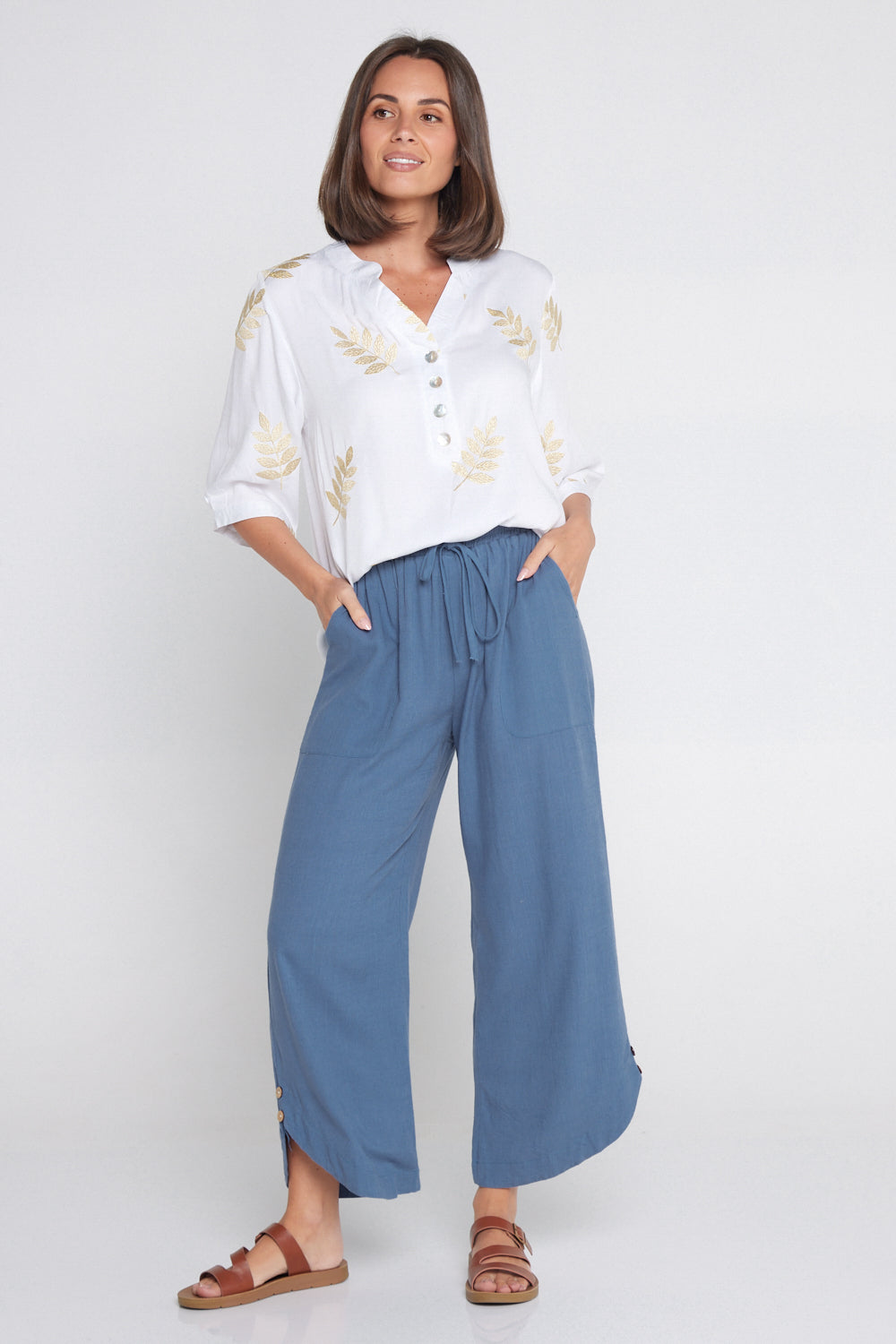 Felicity Linen Pants - Denim