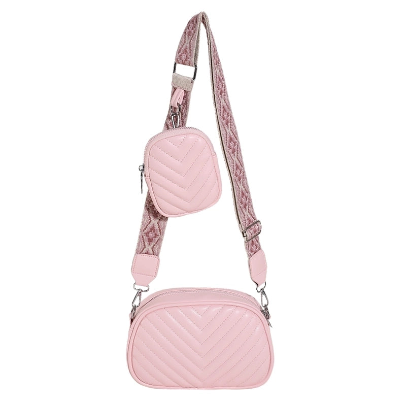 Women's Small Pu Leather Solid Color Basic Zipper Shoulder Bag Bag Sets