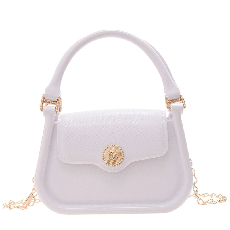 Women's Mini All Seasons Pvc Solid Color Fashion Metal Button Square Magnetic Buckle Handbag