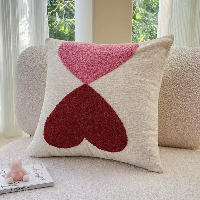 Valentine'S Day Minimalist Letter Heart Shape Towel Embroidery Pillow Cases Couch & Sofa Decor