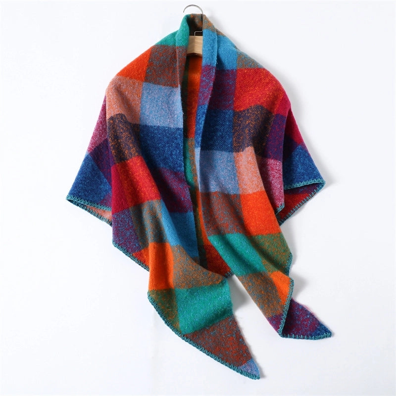 Unisex Vintage Style Lattice Imitation Cashmere Polyester Scarf