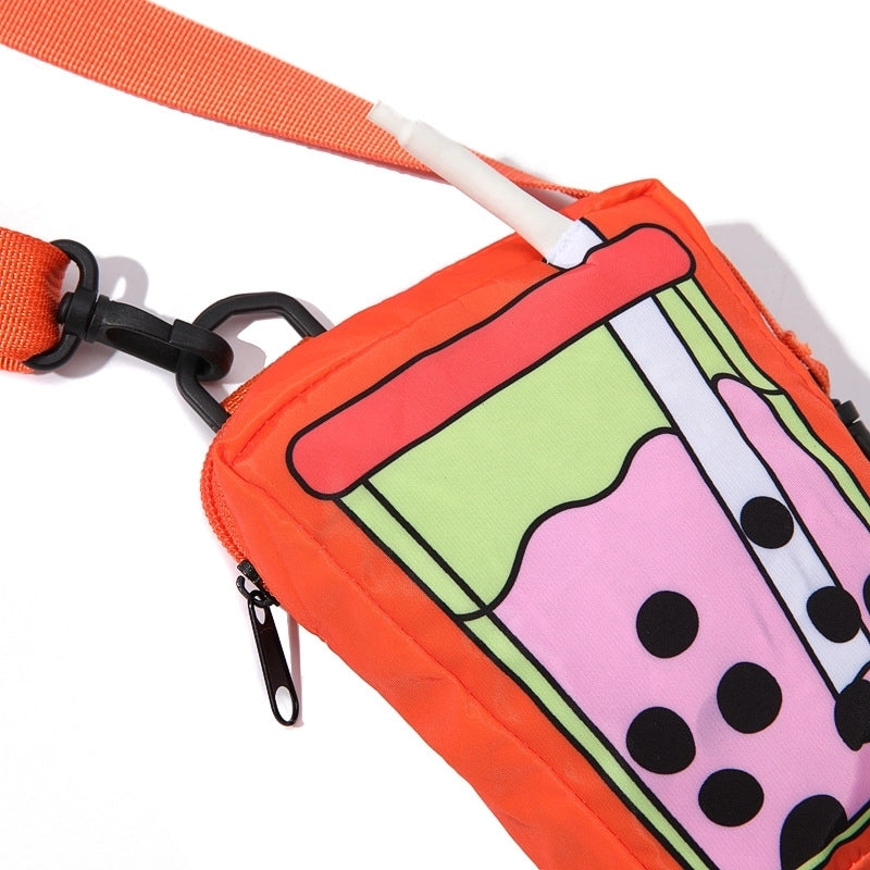 Women's Small Polyester Milk Tea Cute Zipper Coin Purse