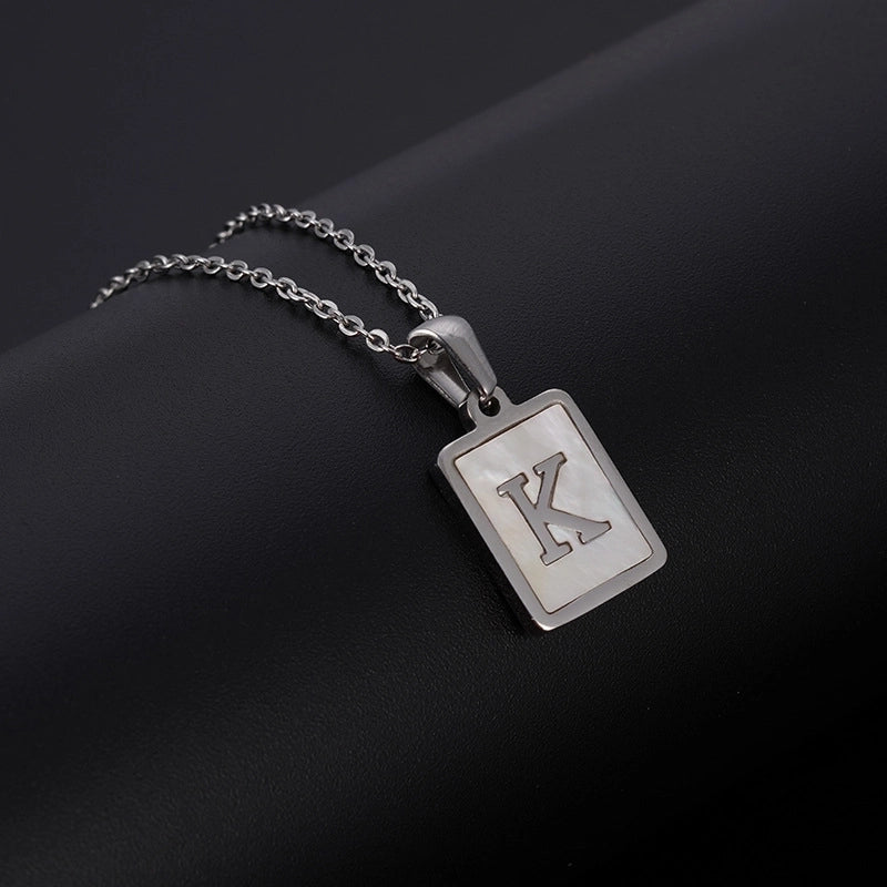 Minimalist Letter Rectangle 304 Stainless Steel Titanium Steel Shell 18K Gold Plated Plating Pendant Necklace
