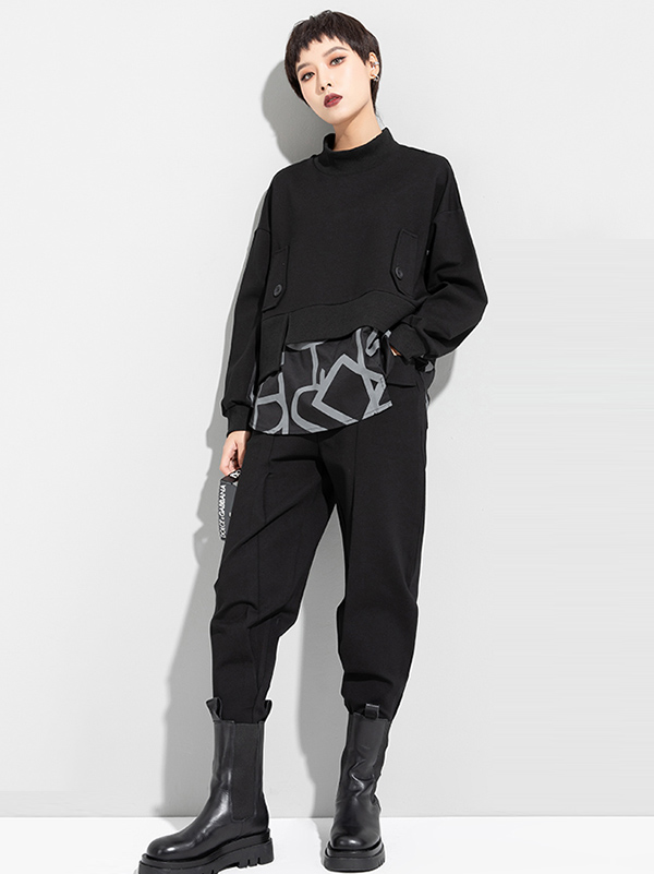 Original Split-Joint False Two Sweatshirt Tops