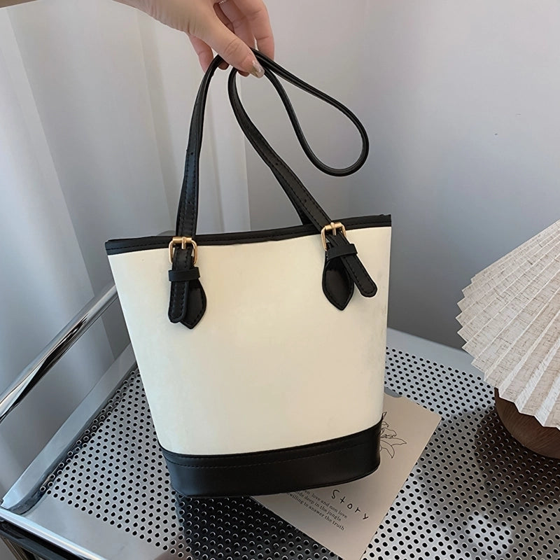 Women's Pu Leather Color Block Streetwear Magnetic Buckle Shoulder Bag