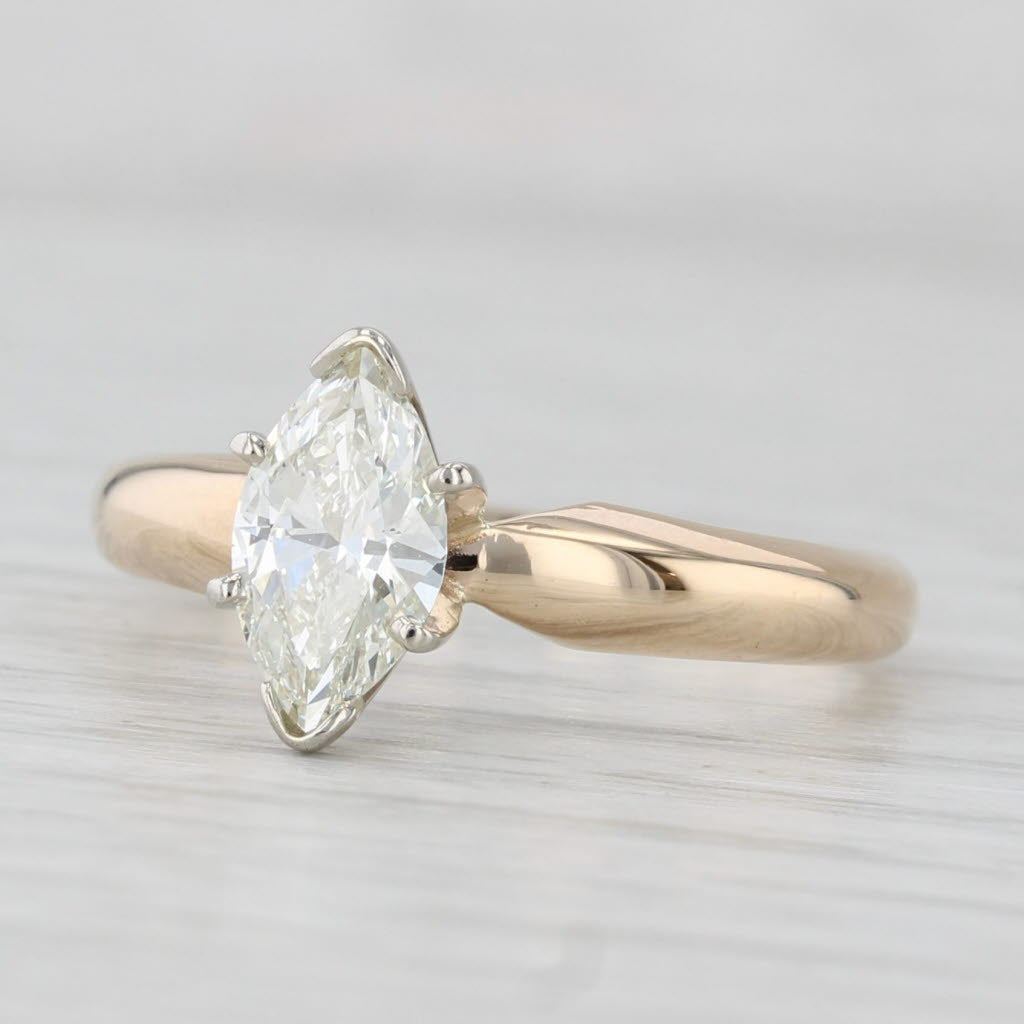 0.78ct Diamond Marquise Solitaire Engagement Ring 14k Yellow White Gold Size 7