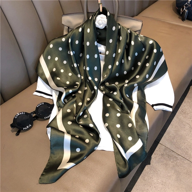 Women's Elegant Business Polka Dots Polyester Printing Silk Scarf