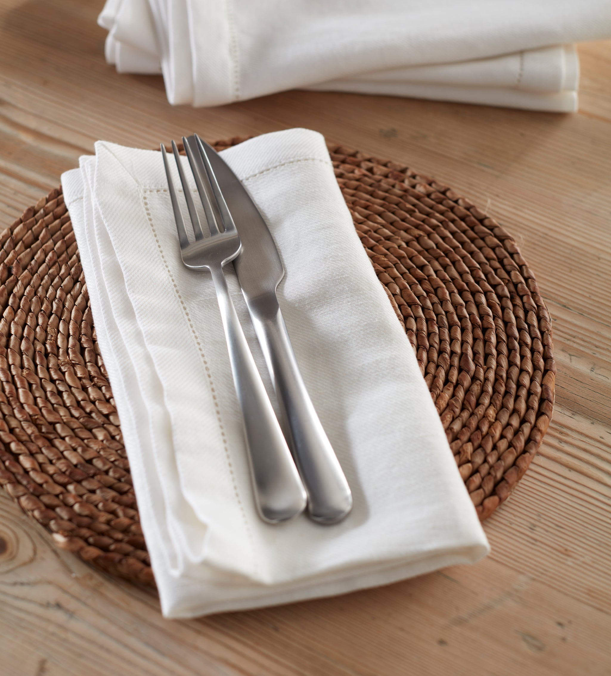 Off White Cotton Linen Napkins - Set of 4