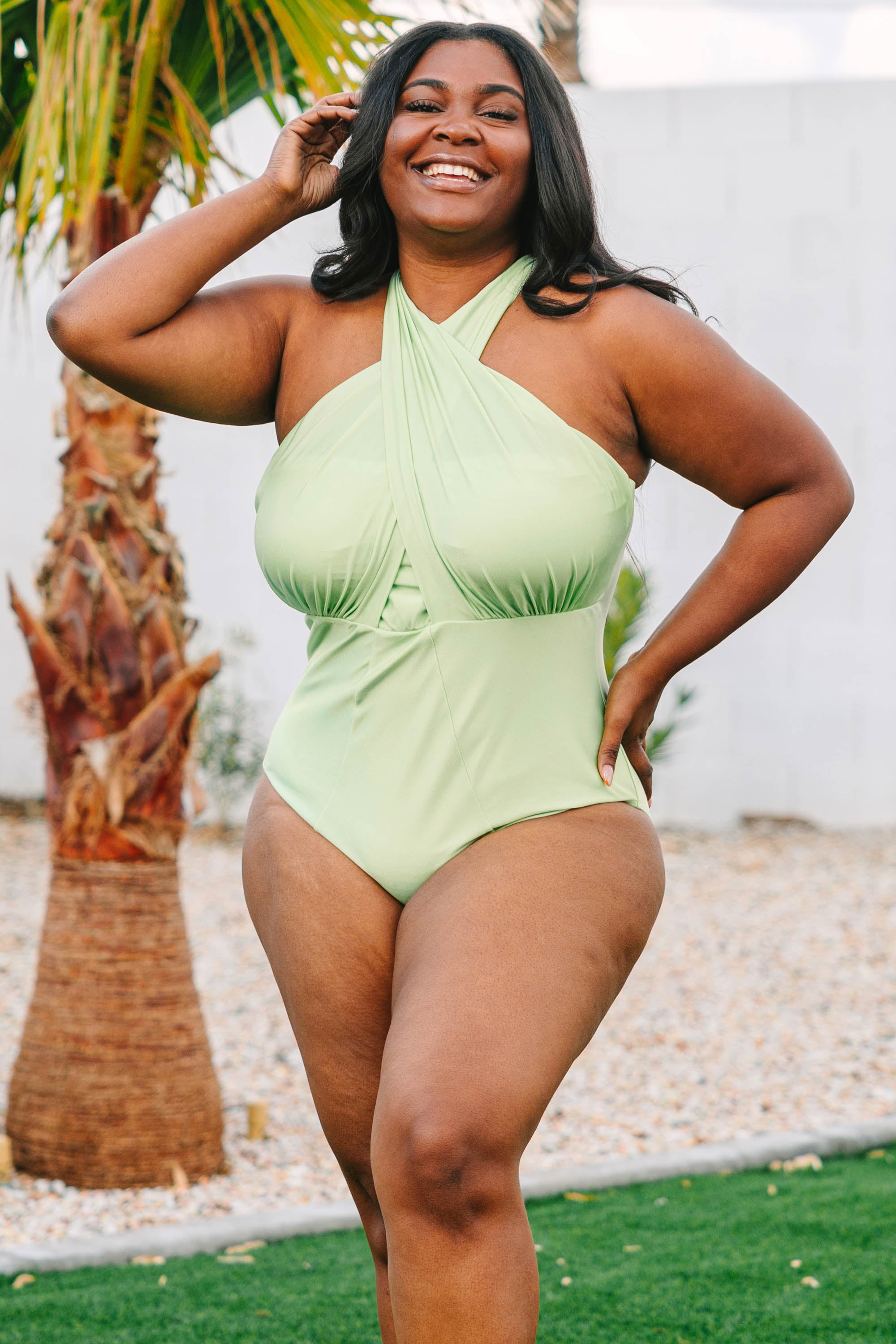 Sandy Beach Swimsuit. Shimmer Green