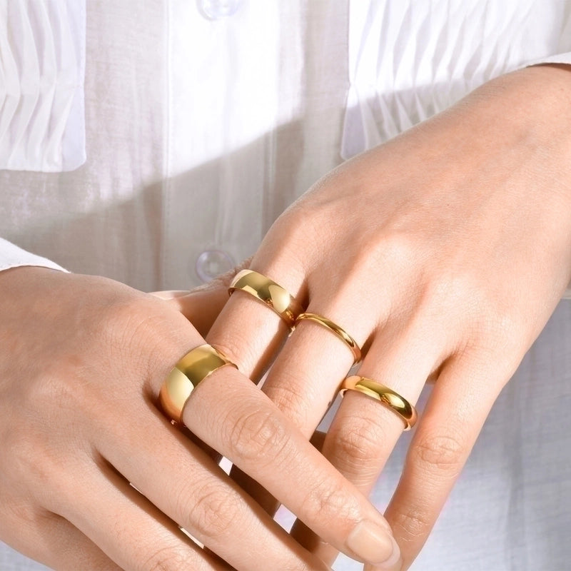 304 Stainless Steel Minimalist Plating Solid Color Rings
