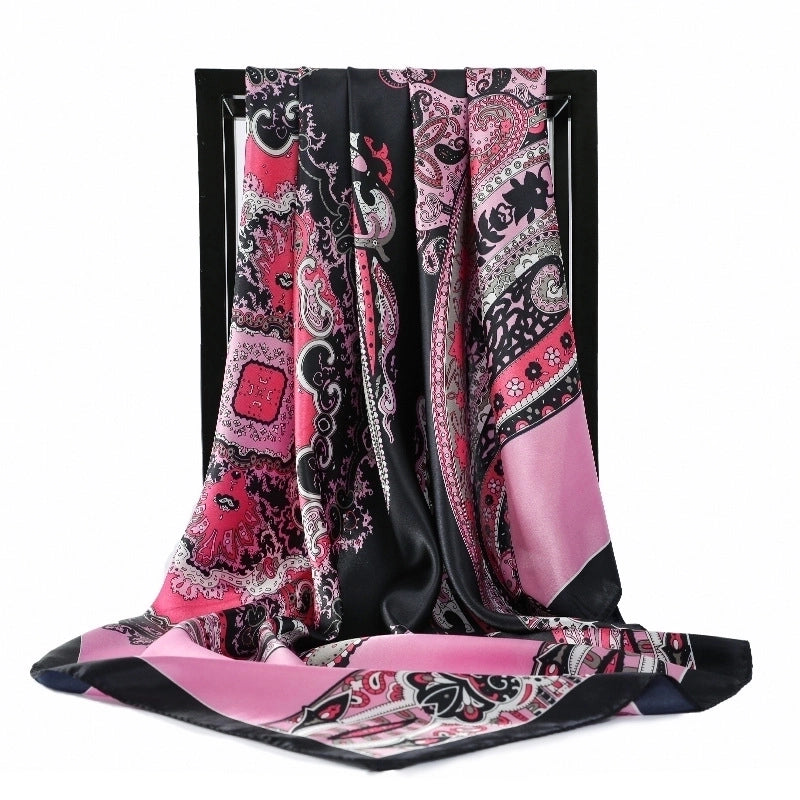 Women's Minimalist Flower Satin Printing Scarves & Gloves