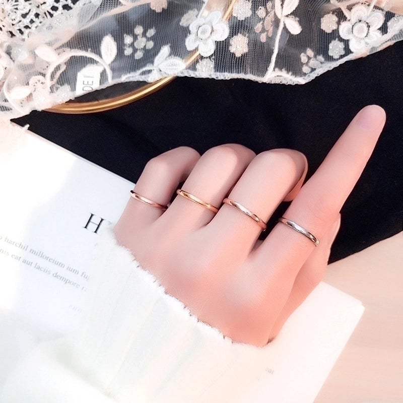 Minimalist Solid Color Titanium Steel Rings 1 Piece