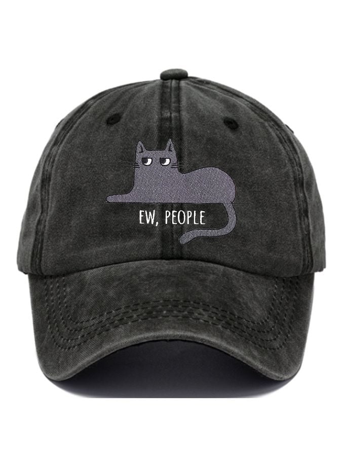 Cute Black Cat Printed Hat