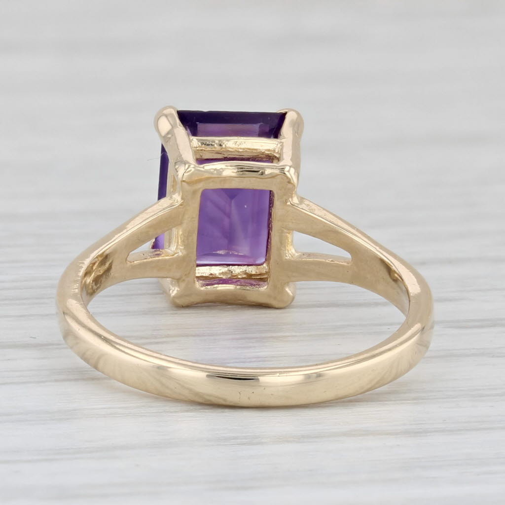 3ct Emerald Cut Amethyst Solitaire Ring 14k Yellow Gold Size 6