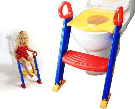 Kids Foldable Plastic Potty Training Seat. Toilet Ladder Step up Training Stool