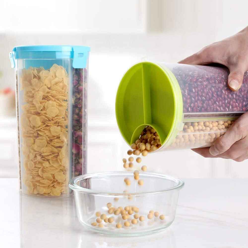 Plastic Food Storage Airtight Triple Partition Jar