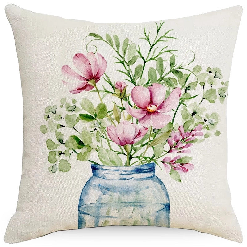 Pastoral Plant Flower Linen Pillow Cases