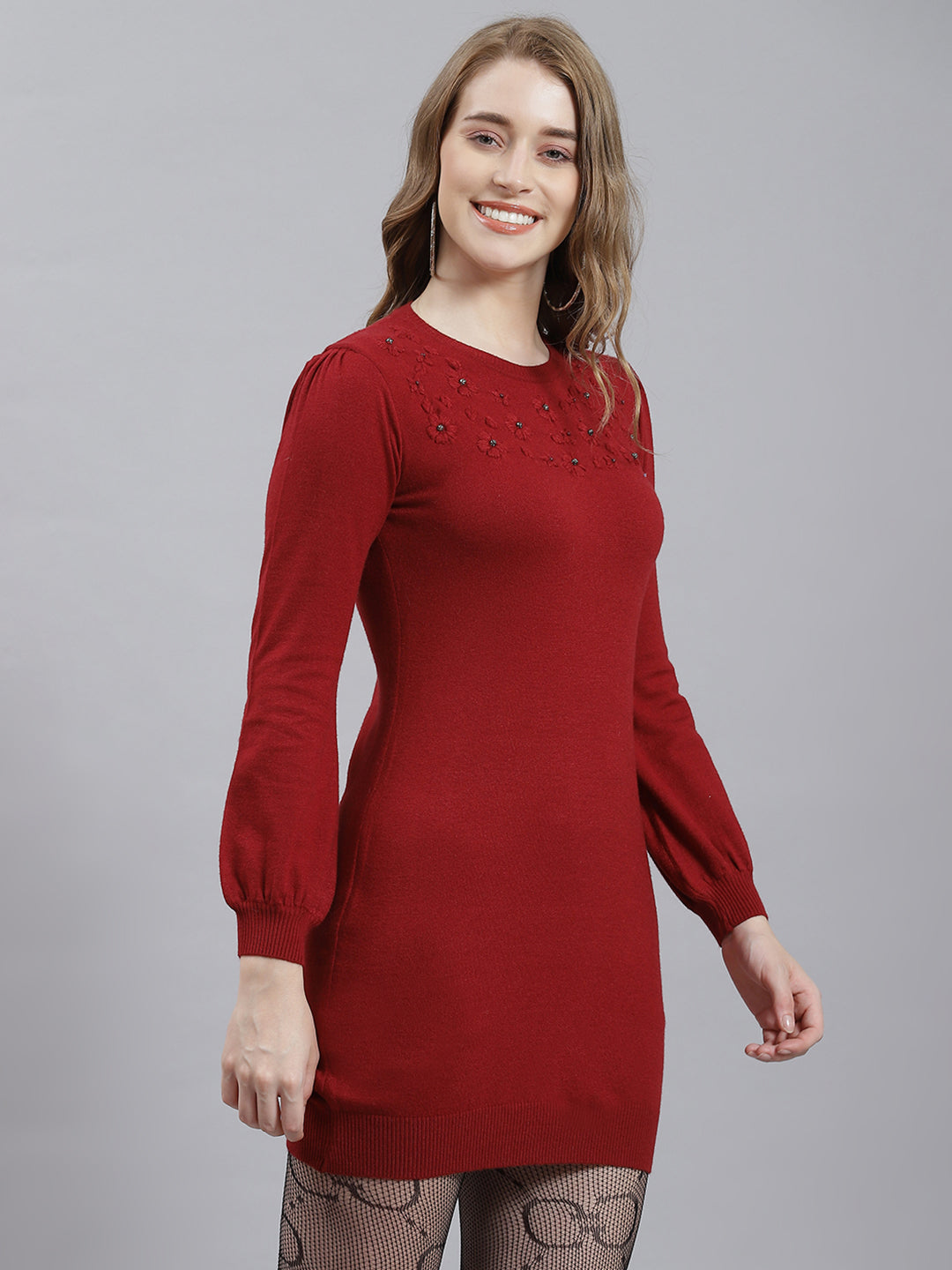 Women Maroon Plain Top