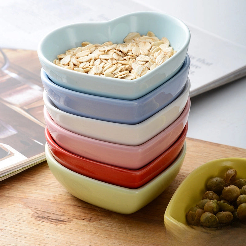 Heart-Shaped Ceramic Small Dipping Dish Household Seasoning Dish For Hotel Restaurant Dessert Snack Dish Dish