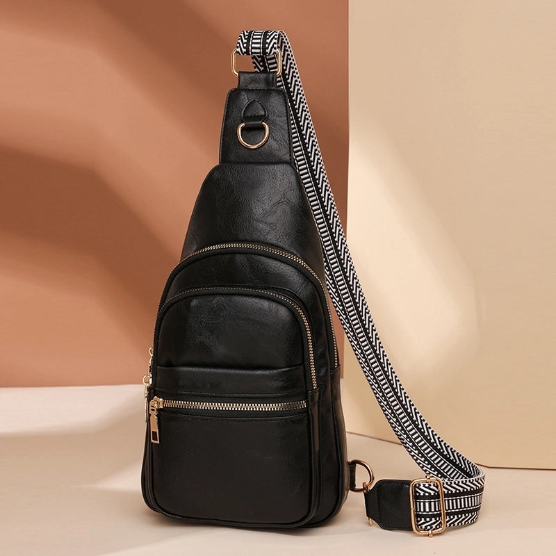 Women's Pu Leather Solid Color Vintage Style Classic Style Square Zipper Crossbody Bag Fanny Pack