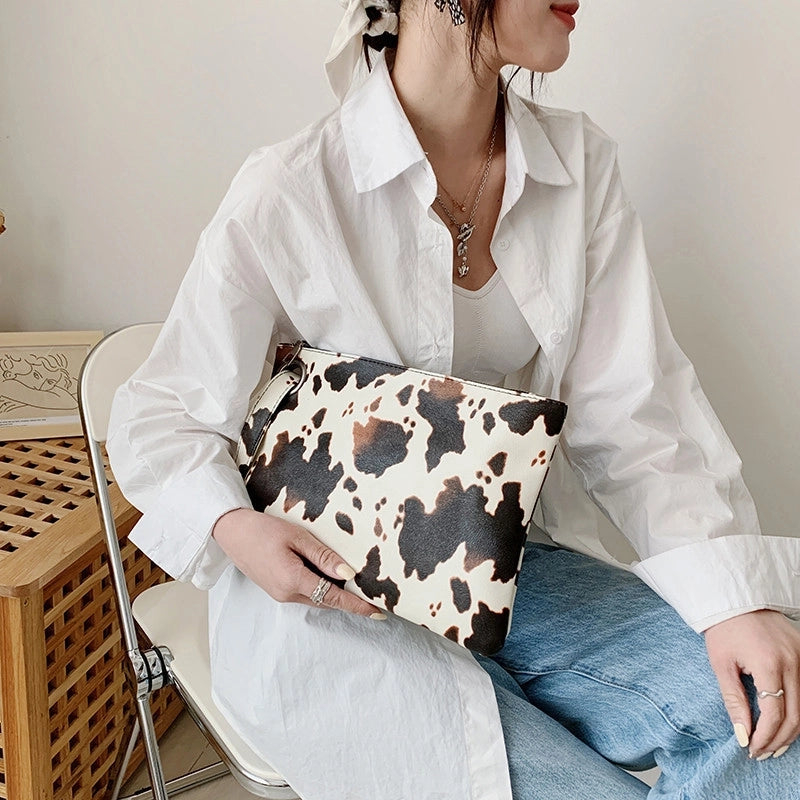 Women's Small Pu Leather Cows Zebra Leopard Vintage Style Classic Style Square Zipper Clutch Bag