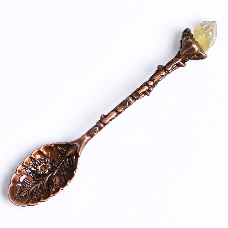 2 Pieces Elegant Lady Minimalist Geometric Crystal Spoon