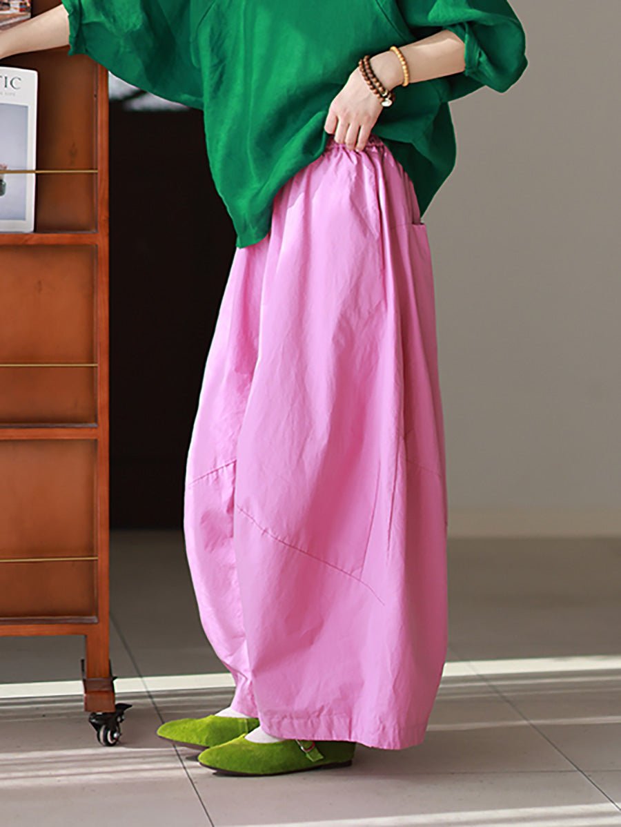 Women Summer Casual Pure Color 100%Cotton Harem Pants