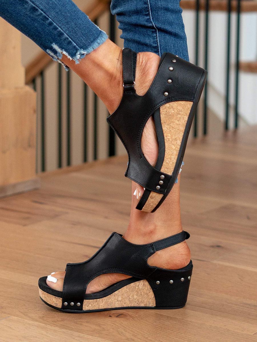 Mid Heel Wedge Sandals