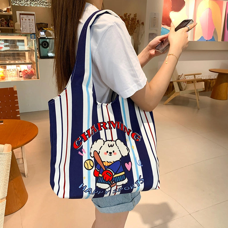 Women's Large Polyester Animal Letter Elegant Cute Streetwear Square Magnetic Buckle Tote Bag