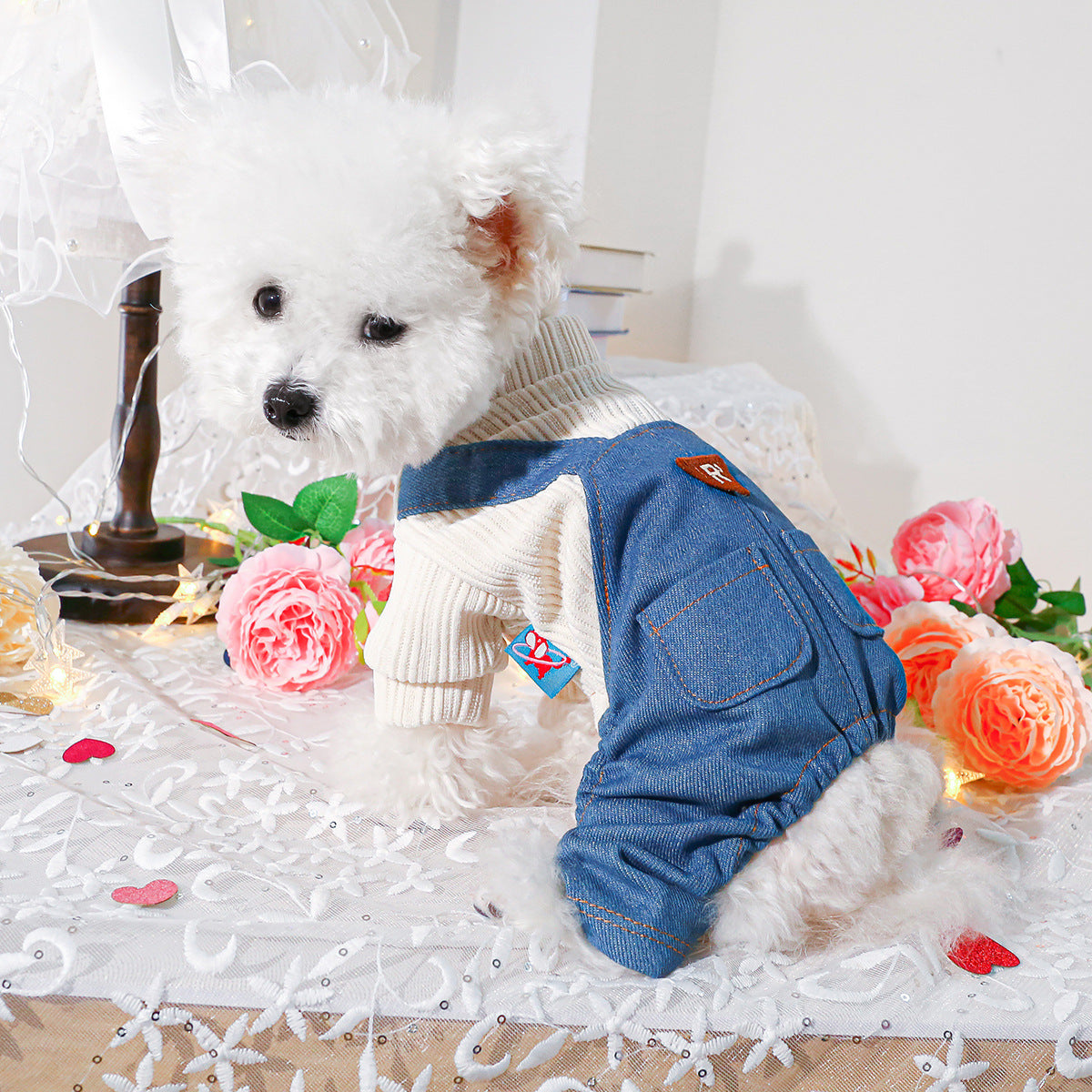 Heart Tag Denim Dog Jumpsuits/Dress