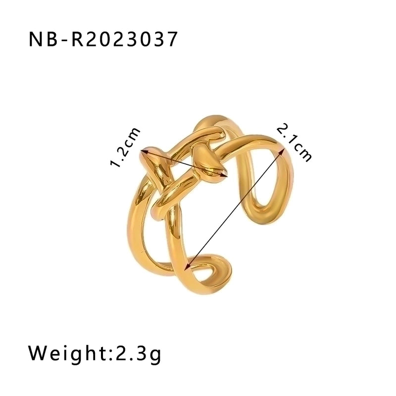 Stainless Steel 18K Gold Plated IG Style Basic Minimalist Plating Four Leaf Clover Heart Shape Flower Open Rings
