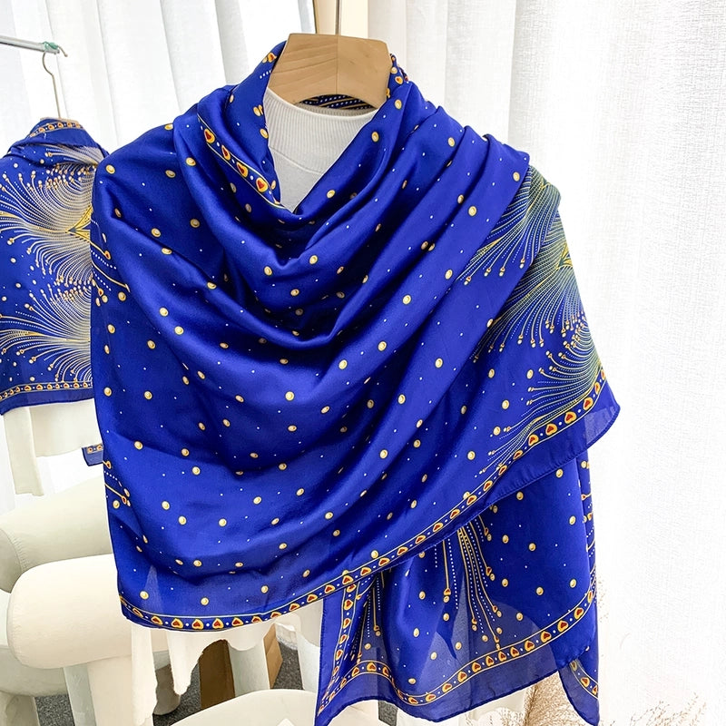 Women's Casual Elegant Printing Rose Satin Printing And Dyeing Printing Floral Silk Scarf Scarf