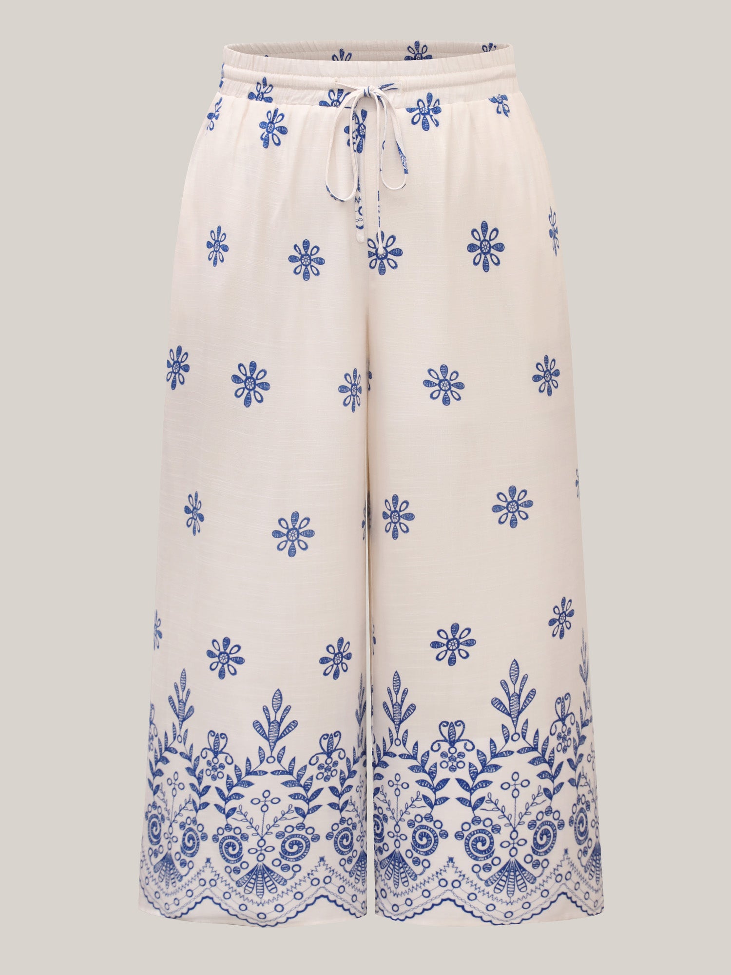 Floral Print Wide-Leg Pants