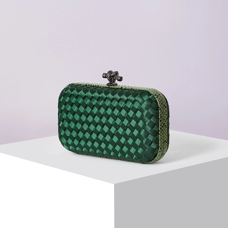 Factory Direct Sales Silk Hand-woven Women's Clutch Crossbody Simple Evening Bag Chain Pouch