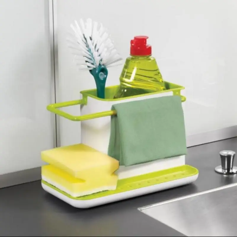 KITCHEN STORAGE DRAIN RACK SINK HOLDER SOAP & SPONGE ORGANIZER