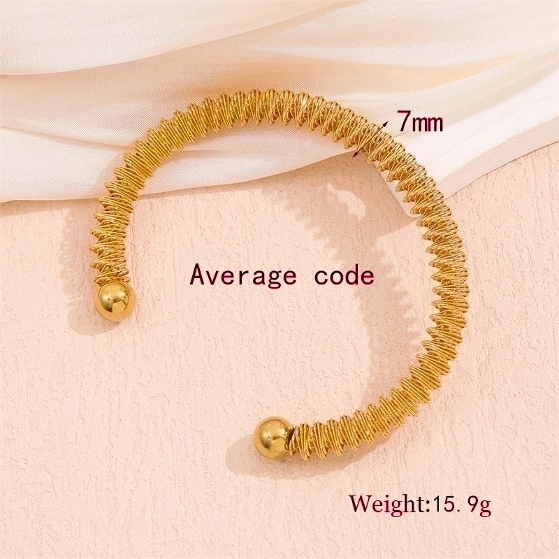 Minimalist Solid Color 201 Stainless Steel 18K Gold Plated Bracelets In Bulk