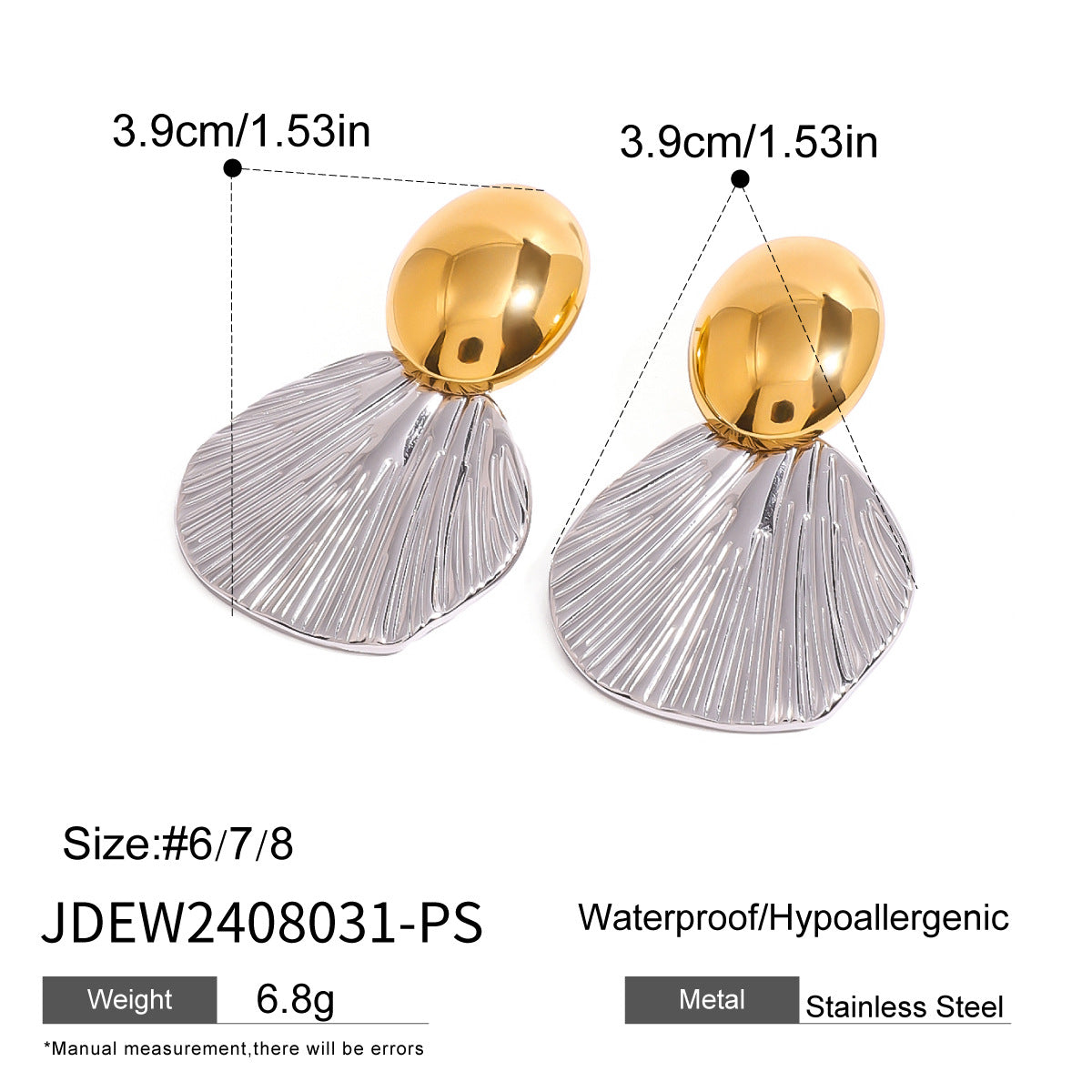 Stainless Steel Exaggerated Earrings Color Matching Niche Earrings Titanium Steel 18K Gold Earrings