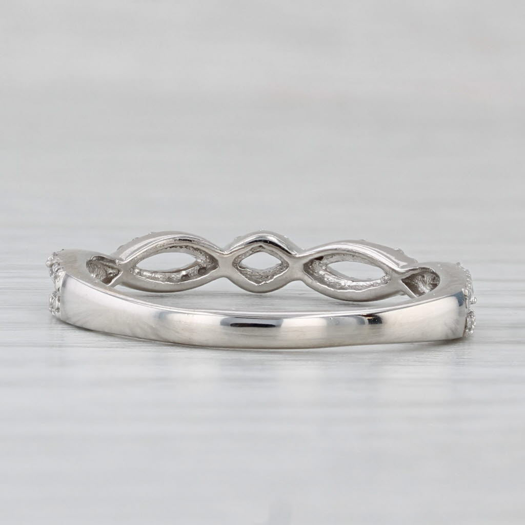 0.33ctw Woven Diamond Band 14k White Gold Stackable Wedding Ring Size 8.25