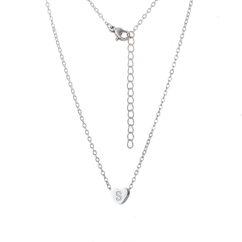 Stainless Steel Titanium Steel 18K Gold Plated Minimalist Letter Heart Shape None Pendant Necklace