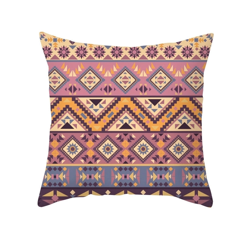 Ethnic Style Geometric Fibre Peach Skin Pillow Cases