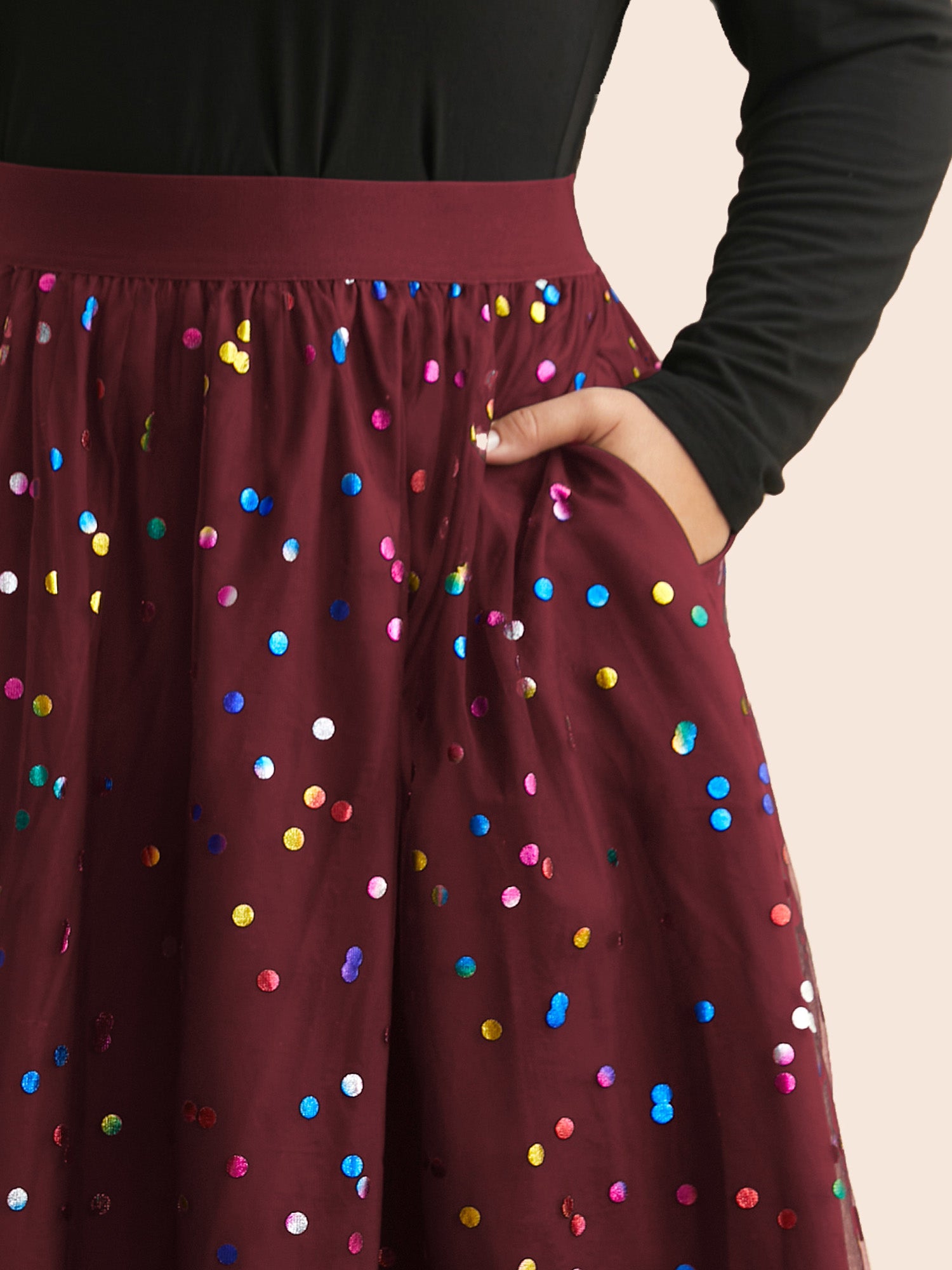 Sequin Polka Dot Tiered Mesh Skirt