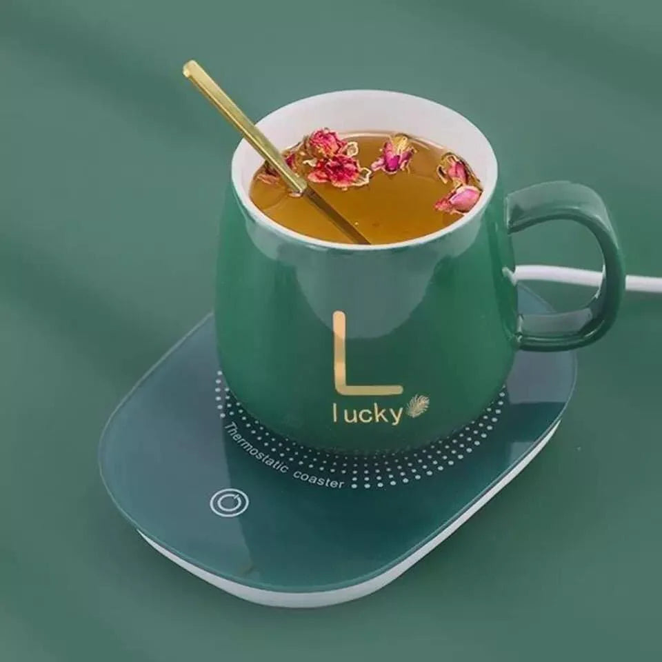 Cup Warmer Set With Ceramic Mug & Tea Spoon