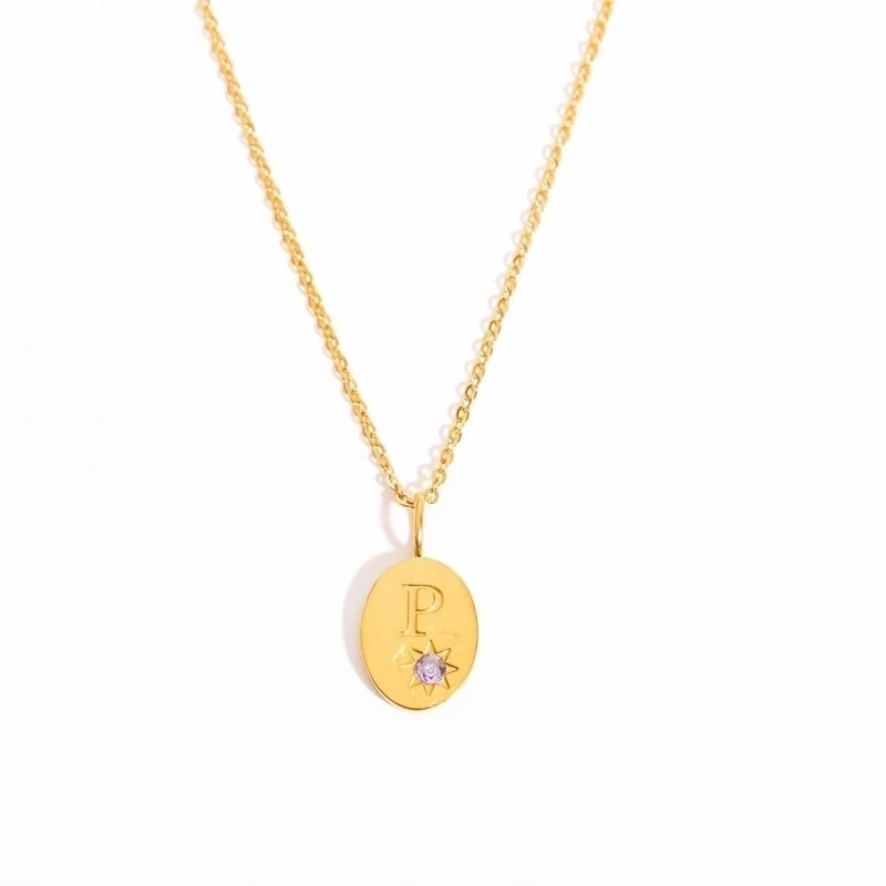 201 Stainless Steel 304 Stainless Steel Glass Gold Plated Streetwear Plating Inlay Letter Zircon Pendant Necklace