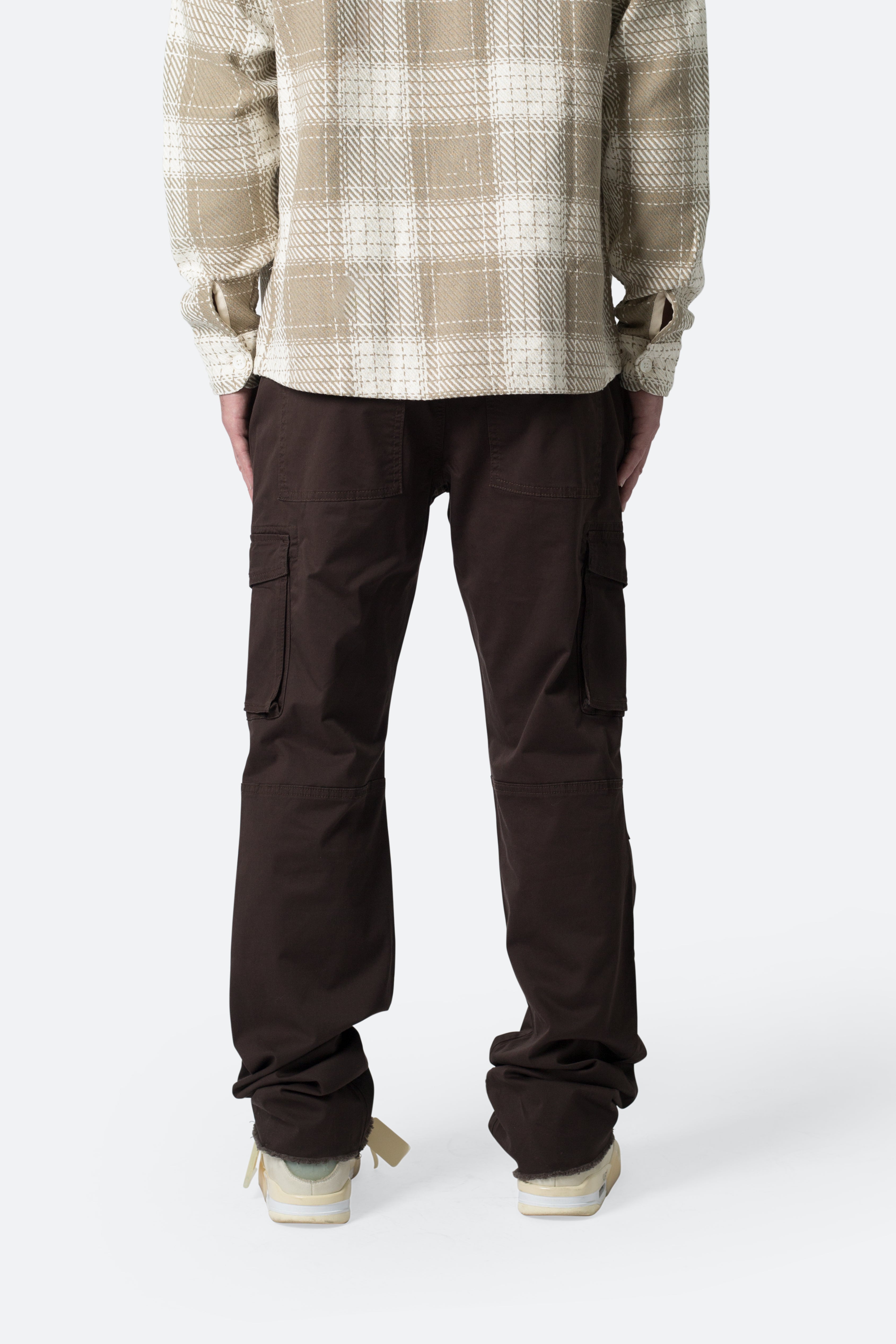 Paneled Zipper Cargo Pants - Brown