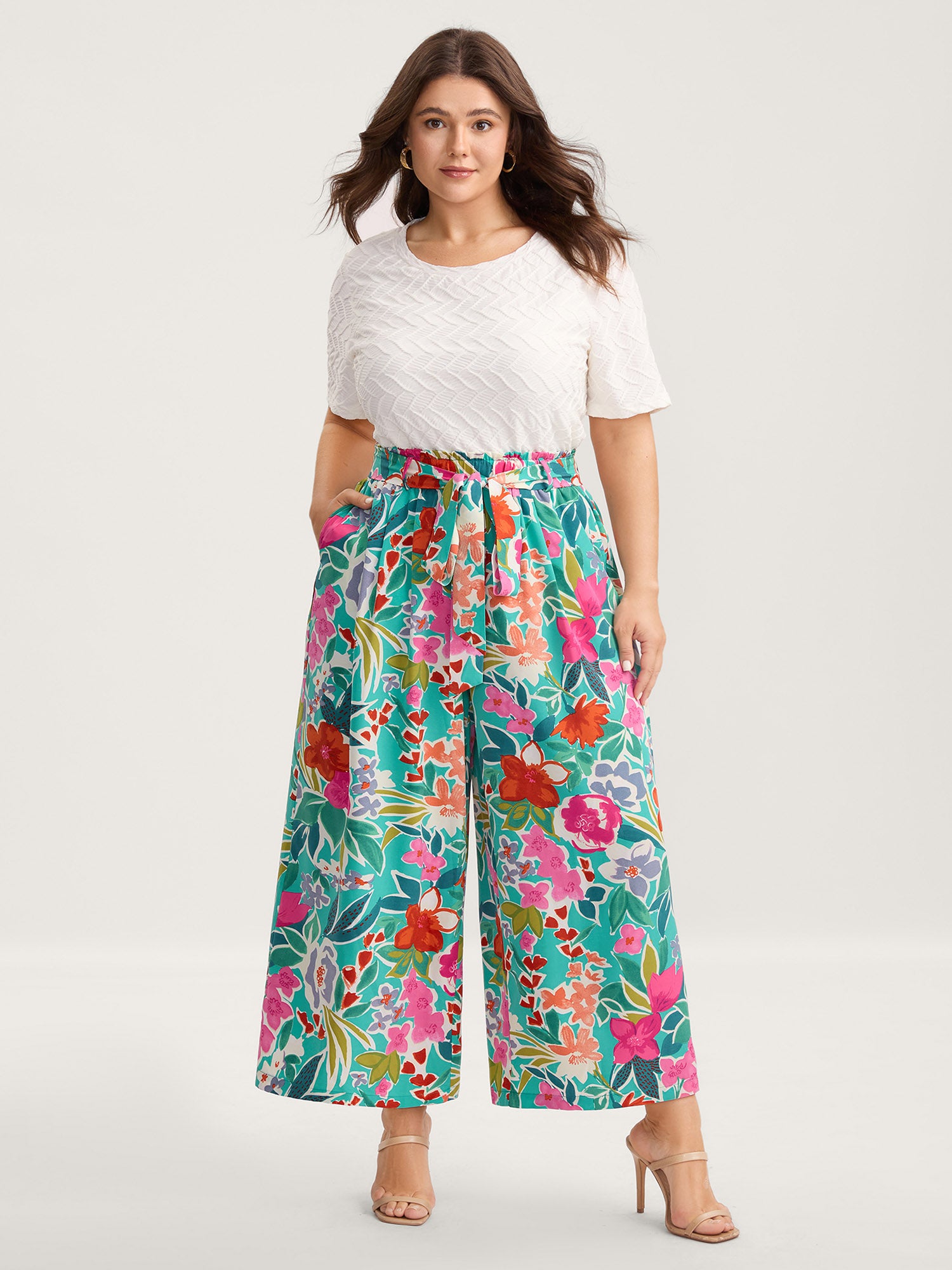 Groovy Floral Print Wide-Leg Pants